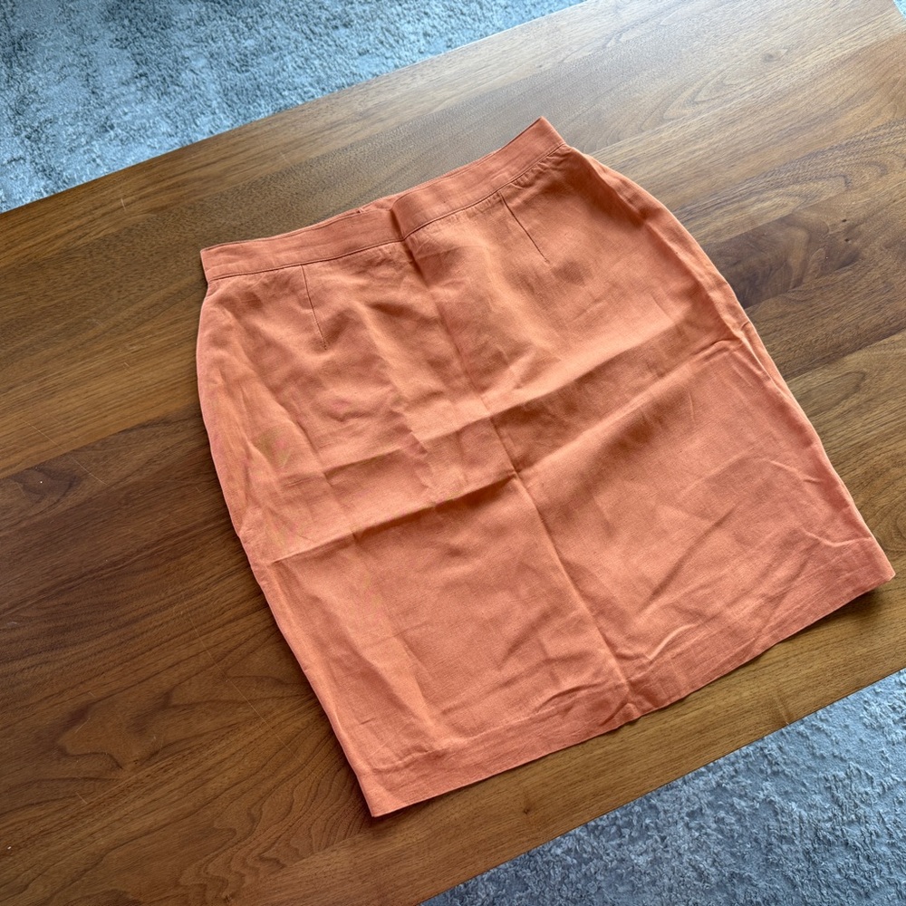 Kenzo Jungle Women’s Pencil Linen Terracotta Orange Skirt Size 42